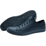 Shoes For Crews DELRAY UNISEX Leder schwarz Sicherheitsschuh aus echtem Leder, extrem rutschhemmend, wasserabweisend