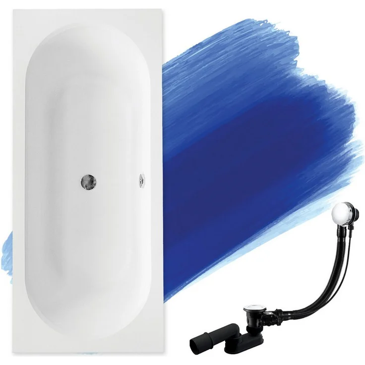 KOLMAN Badewanne Vitae 170x75 cm, Acryl mit antibakterieller Beschichtung, Ablaufgarnitur & Füße GRATIS - schneeweiß
