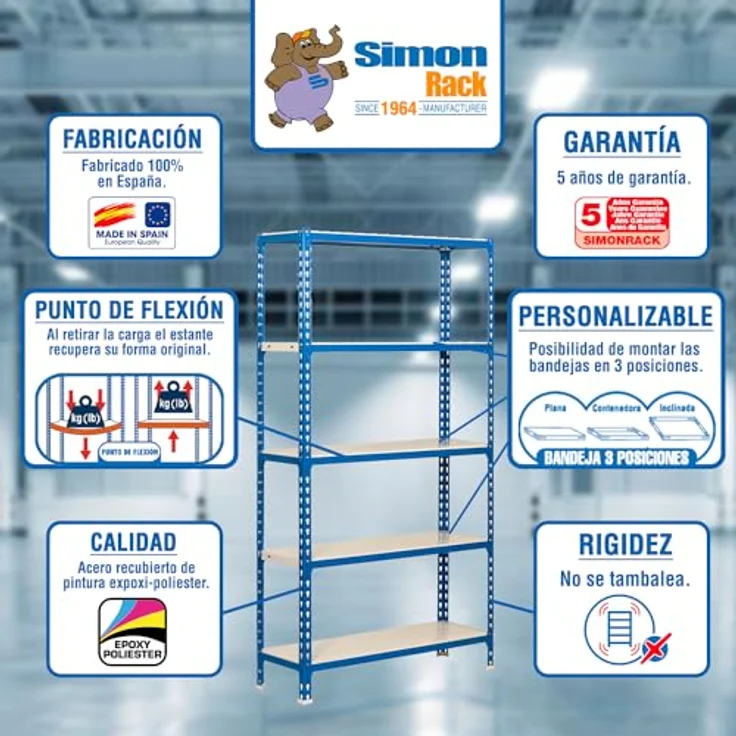 Simonrack Simonclick Plus Metallregal, 150 x 100 x 30 cm, 4 Böden, Traglast 180 kg, anthrazit/weiß, steckbar – Bild 7