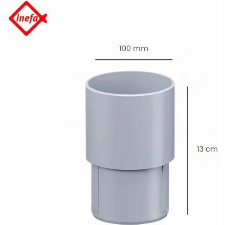 INEFA Fallrohr Verbinder DN100 / 100mm, Grau PVC, witterungs- und UV-beständig, einfache Montage – Bild 2