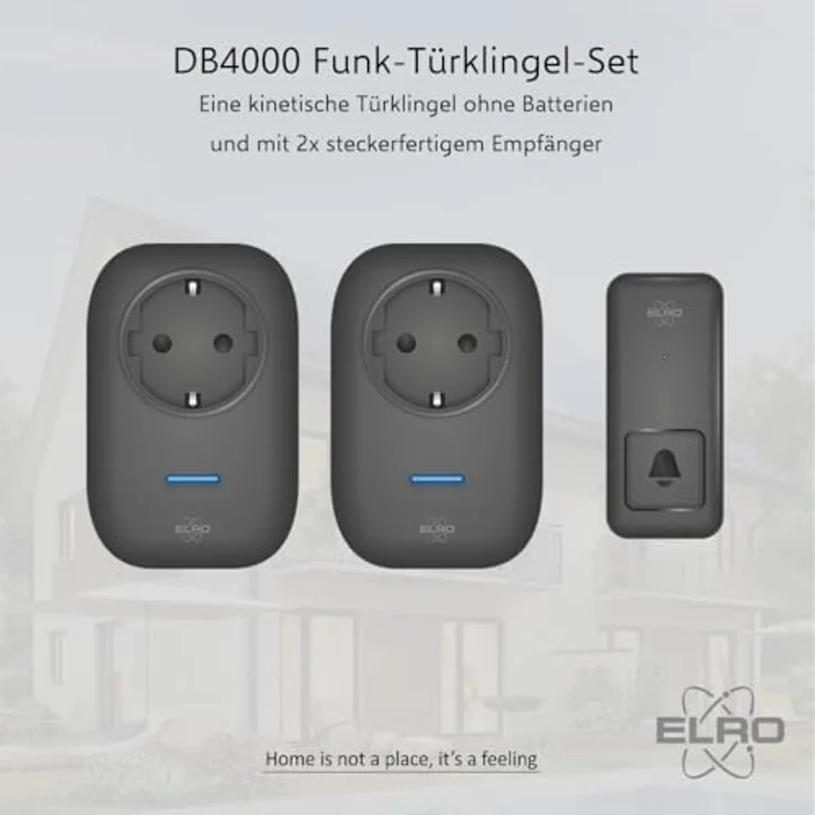 ELRO DB4000 Drahtloses Kinetic Türklingel-Set, 2x Steckempfänger ohne Batterien, Reichweite 150 Meter – Bild 2
