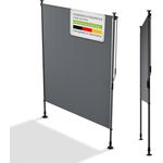 Juskys Senkrechtmarkise Barbados 150x310 cm - Balkon Sichtschutz wetterfest - Ausziehbare Seitenmarkise ohne Bohren - Grau