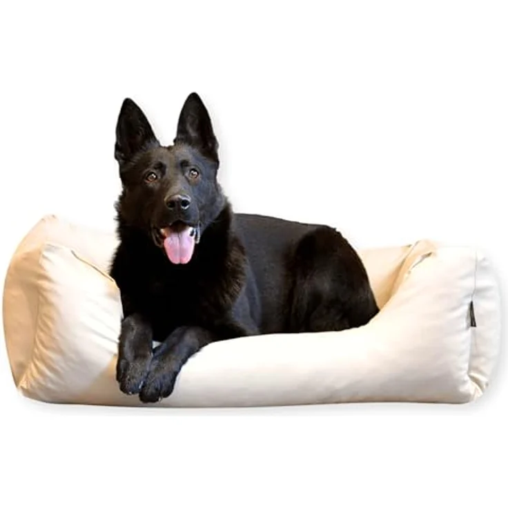4L Textil Mario Wasserfestes Hundebett aus Kunstleder 100x70 cm Beige(Hundekorb) - Robust, wasserabweisend, leicht zu reinigen, für mittelgroße Hunde geeignet – Bild 4