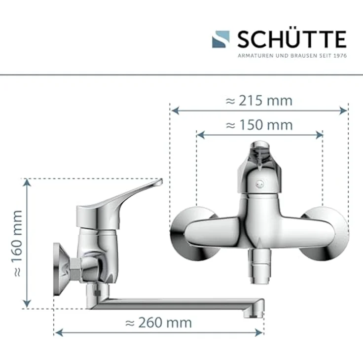 Schütte Spültischarmatur Attica, schwenkbarer Wasserhahn für Wandmontage, Hochdruck, Chrom, 270 mm Ausladung – Bild 5