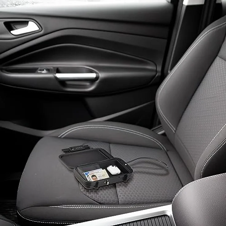 relaxdays Autotresor Sicherheitsbox tragbar mit Zahlenschloss, wasserdichter Mini-Tresor in Schwarz – Bild 3