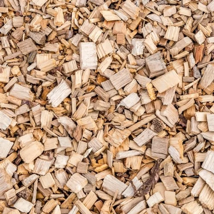 GALAMIO Holzhackschnitzel Pinus Sylvestris, Grob 5-60mm, 60l Sack für Garten und Hochbeet, natürliche Bodenabdeckung, wasserregulierend, langlebig – Bild 5