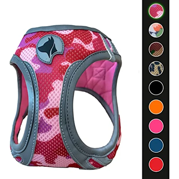 Croci Hiking Reflective Army PINK, Hundegeschirr Größe M mit reflektierenden Elementen und gepolstertem Neopren/Nylon