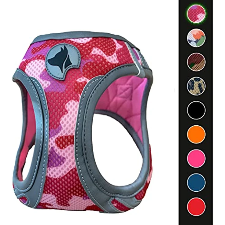 Croci Hiking Reflective Army PINK, Hundegeschirr Größe M mit reflektierenden Elementen und gepolstertem Neopren/Nylon – Bild 1
