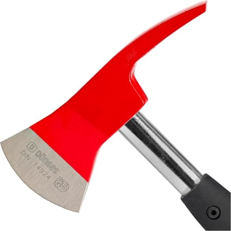 Dönges Feuerwehrbeil mit Dreikantschlüssel DIN 14924-FBD, rot lackierter Kopf, 350 mm, rutschfester Handgriff, 1,172 kg – Bild 2