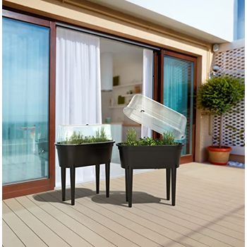 Hochbeet mit Deckel Gewächshaus oval 79x84x39cm Frühbeet Kräuterbeet