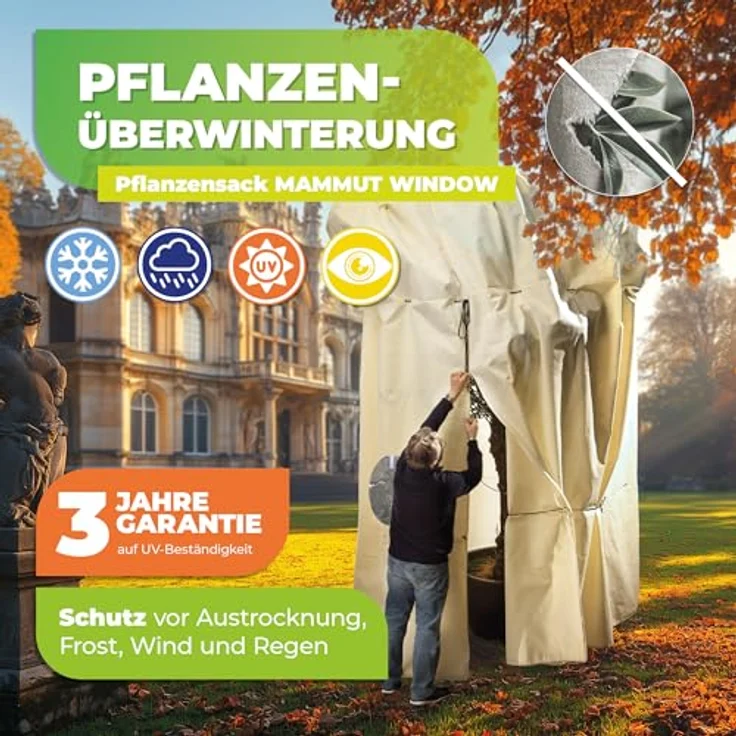 Bio Green Kübelpflanzen Sack Vlieshaube Mammuth WINDOW 360x250cm VS 360250W – Bild 3