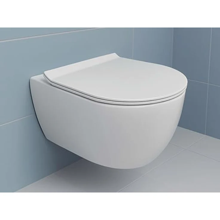 NEG Uno99K-SL, Kompaktes Hänge-WC (48,5 cm) mit Slimline Softclose-Sitz, randnah spülend, Nanoversiegelung, kompatibel mit allen Spülsystemen – Bild 2
