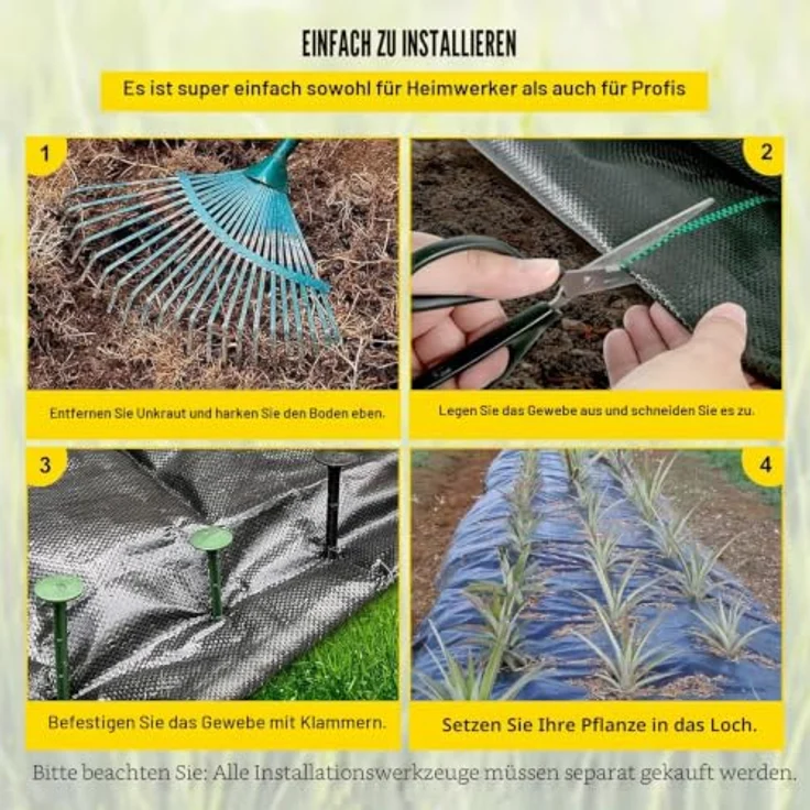 VEVOR Unkrautvlies Gartenvlies 1,2x30,5m, PP Wasserdurchlässig, Reißfest, Korrosionsbeständig, 36,6㎡ Unkrautschutz für Garten und Landwirtschaft – Bild 5