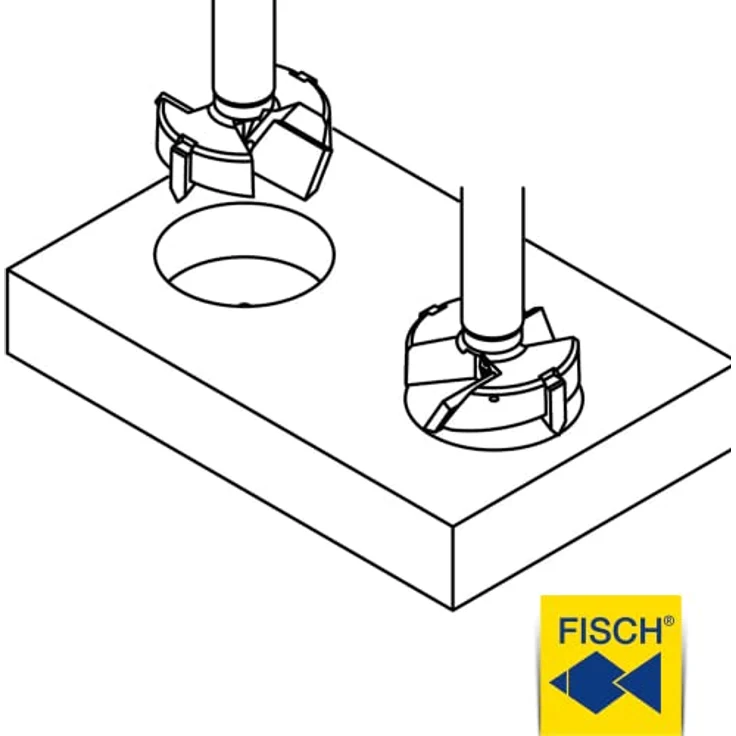 Fisch Kunstbohrer HW Profi 40 x 60 / 90 mm mit Zentrierspitze und 2 Vorschneidern für Hartholz und kunststoffbeschichtete Platten – Bild 2
