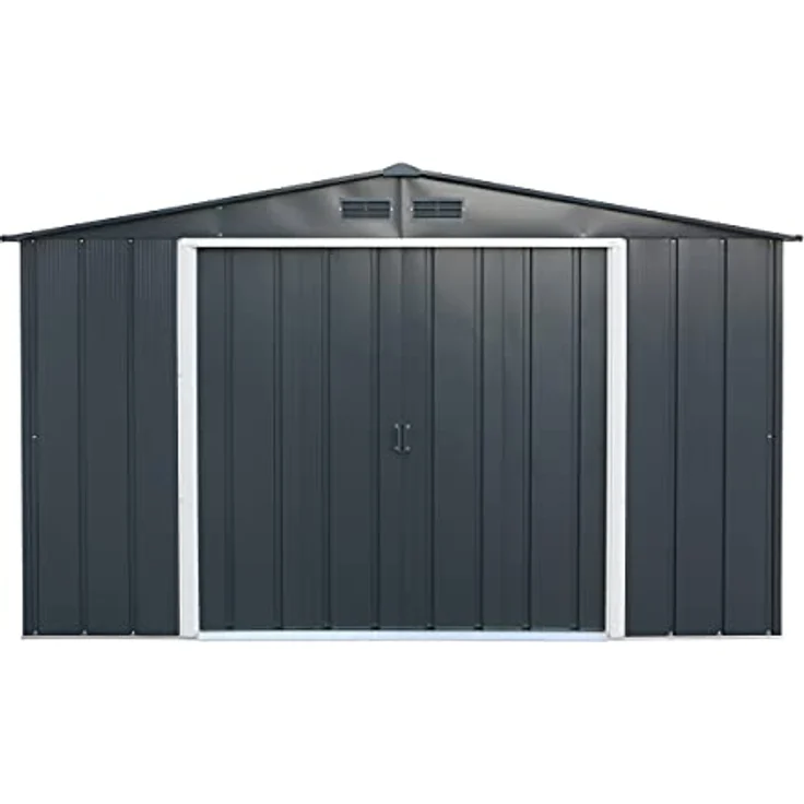 Duramax ECO 10 x 8 (7.28 m²) Metallgerätehaus, feuerverzinktes Metall gerätehaus - Geräteschuppen, verstärkte Dachkonstruktion, wartungsfreier und wetterfester Metallschuppen, Anthrazit – Bild 5