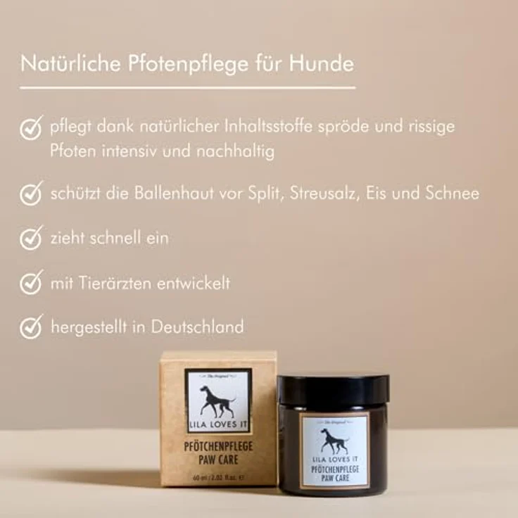 Pfotenbalsam für Hunde – mit natürlichen Inhaltsstoffen, beruhigt und schützt die Haut, stärkt die Widerstandskraft der Pfotenballen, PFÖTCHENPFLEGE von LILA LOVES IT, 60 ml – Bild 2