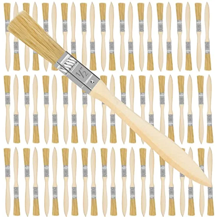 Kurtzy 72 STK Wiederverwendbare 12,7 mm Pinsel Set - Professionelle Lackpinsel für Lacke, Farben, Klebstoffe, Gesso & Beizen - Acryl Pinsel mit Holzgriff für Malerbedarf