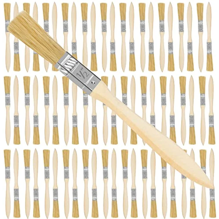Kurtzy 72 STK Wiederverwendbare 12,7 mm Pinsel Set - Professionelle Lackpinsel für Lacke, Farben, Klebstoffe, Gesso & Beizen - Acryl Pinsel mit Holzgriff für Malerbedarf – Bild 1