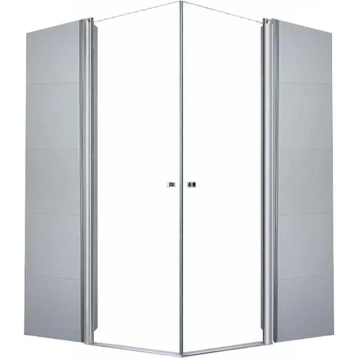 Glaszentrum Hagen Eckdusche Glaszentrum Hagen - 55x55x195cm - Eck Duschkabine - Dusche - Klarglas Transparent, 6mm ESG Sicherheitsglas, verchromter Messinggriff
