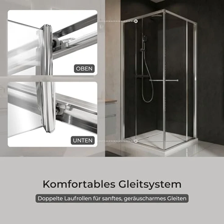 Schulte Sunny Schwenk-Schiebetür inkl. Seitenwand 80x80x190 cm, ESG Sicherheitsglas mit Nano-Beschichtung, Chromoptik, anschlaglos – Bild 6