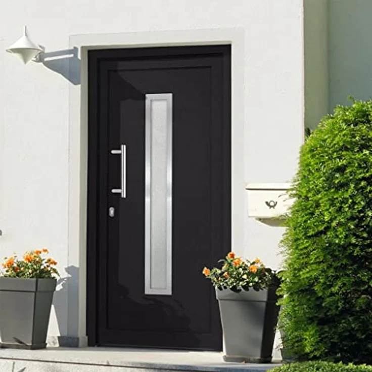 vidaXL Haustür Anthrazit, Eingangstür mit Handgriff-Set, 3 Schlüssel, 108x200 cm, Isolierverglasung, Aluminiumrahmen – Bild 2