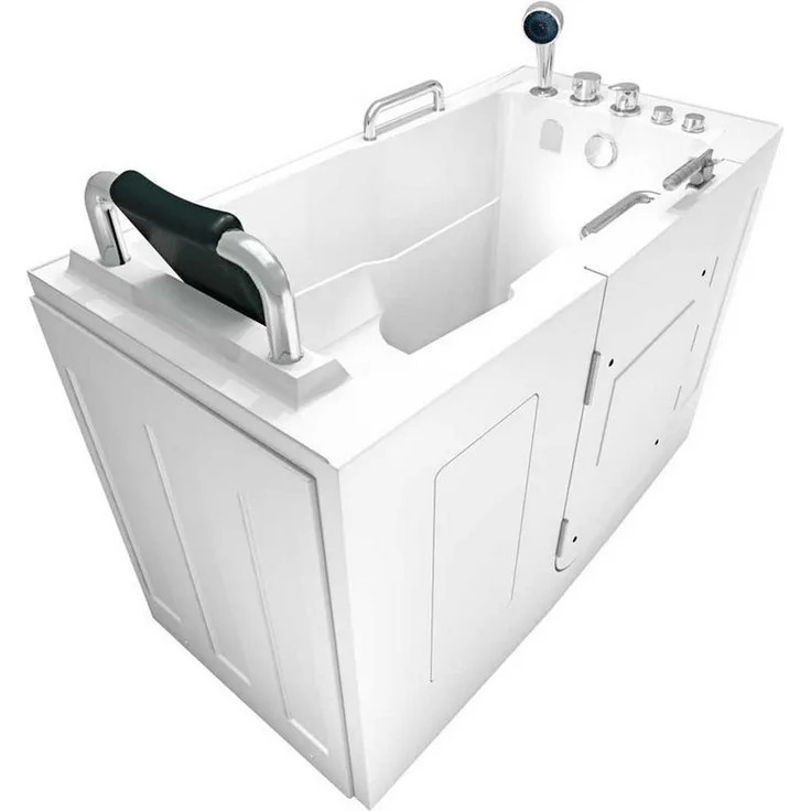 AcquaVapore S07WP-C-L 140x76cm Whirlpool-Badewanne mit Tür, Sanitär-Acryl, 8 Düsen, 2 Rückenjets (blau)