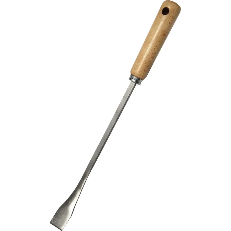 Floraworld Spargelstecher mit Holzgriff, geschmiedeter Stahl, 45 cm Gesamtlänge, Braun