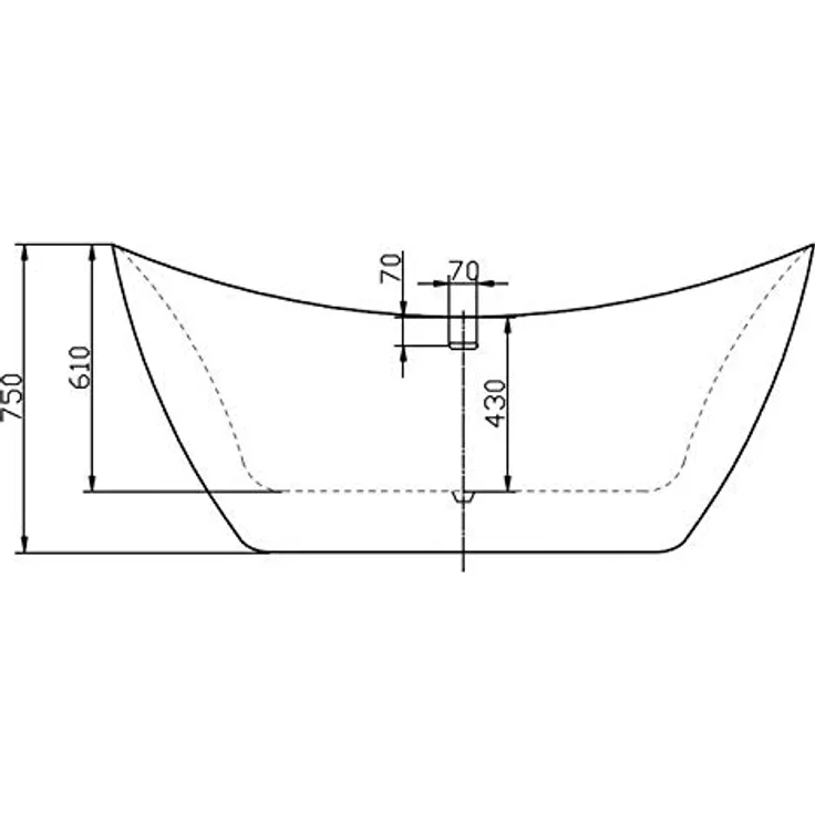 Bernstein SIENA Freistehende Badewanne, Acryl Weiß Glänzend, 173x73 cm mit mittigem Pop-up-Ablauf – Bild 6