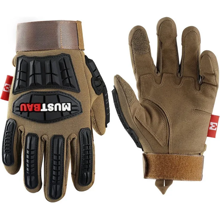 Mustbau Arbeitshandschuhe Mechanikerhandschuhe, Sicherheits- und Schlaghandschuhe mit Touchscreen-Funktion, atmungsaktiv und flexibel