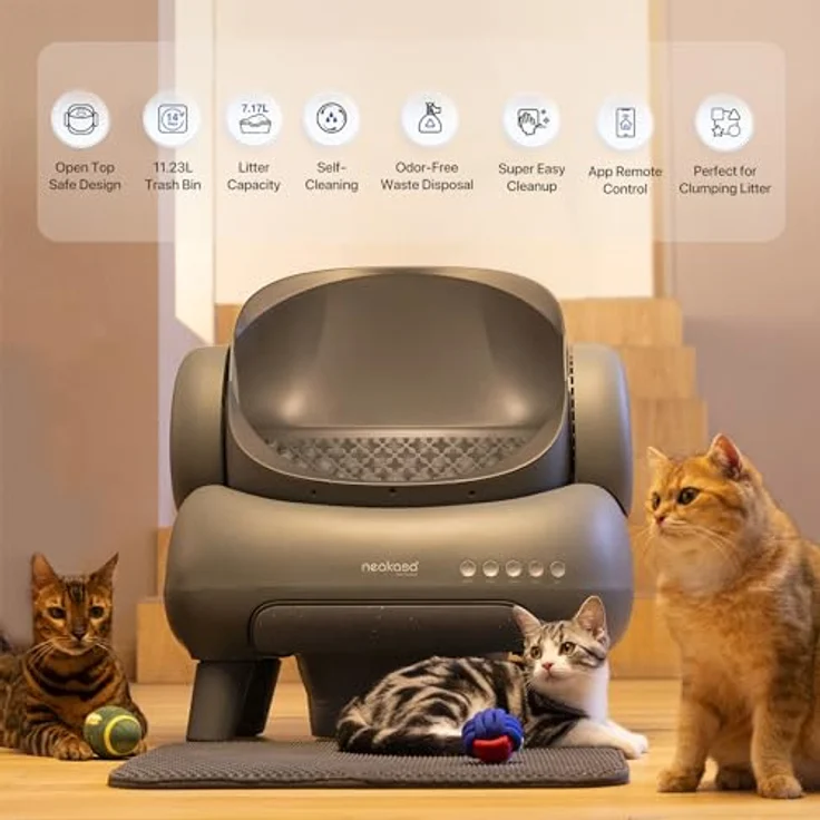 Neakasa M1 Open-Top Selbstreinigende Katzentoilette, Automatische Katzentoilette mit APP-Steuerung, Geruchsfreie Abfallentsorgung inkl. Müllbeutel – Bild 2