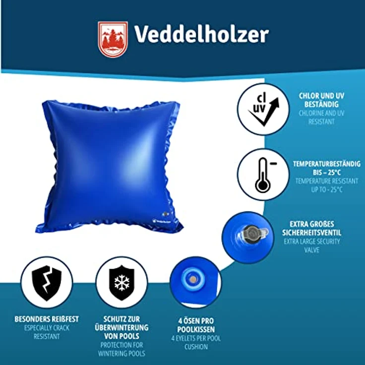 Veddelholzer 3Mal XXL 120 x 120 cm Luftkissen Poolkissen Winter zur Poolabdeckung Perfektes Pool Zubehör Pool Wintermittel zur Pool Überdachung Abdeckung im Winter und bei schlechtem Wetter – Bild 2