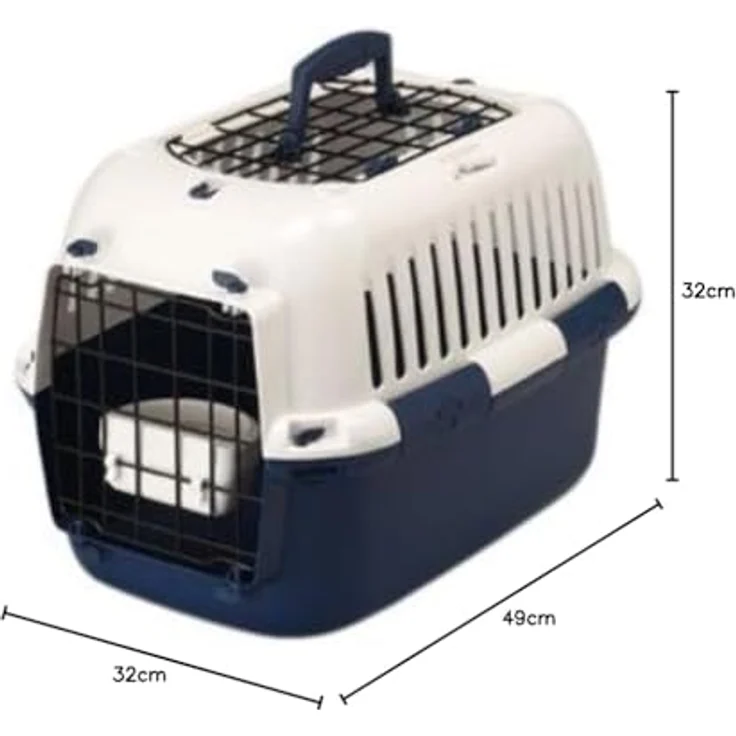 Europet-Bernina Tiertransportbox Transportkäfig Adventurer 50 Basic Edition navy für Katzen - Kunststoff, Metalltür, Wasserschale – Bild 4