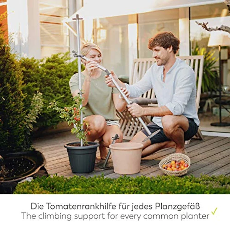 GUSTA GARDEN Tomato Buddy - 125cm Tomatenstab Pflanzstab Rankhilfe Rankstab - für Tomaten Bohnen Klettergemüse - mit Befestigungshaken - hohe Stabilität - Standfuß - aus Aluminium - Einzelprodukt – Bild 2