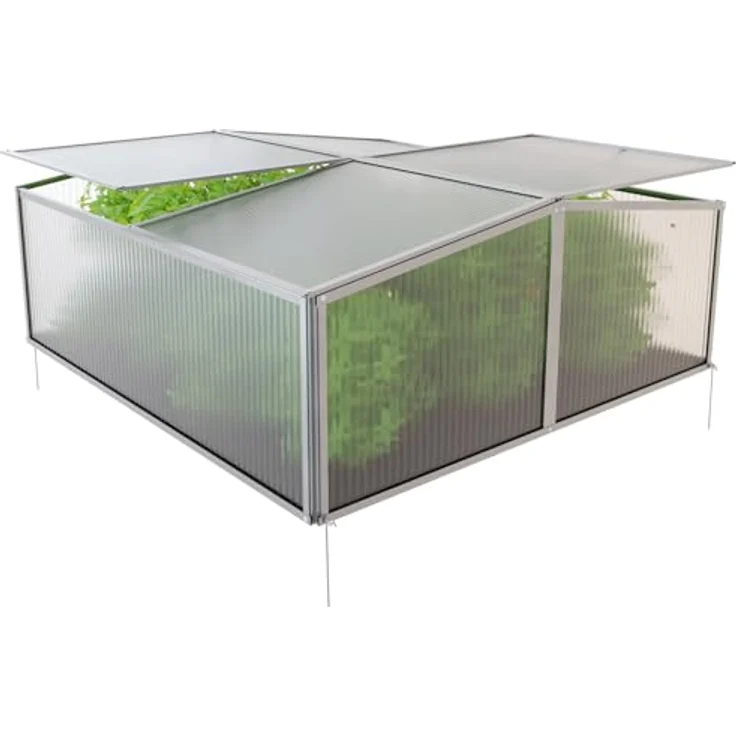 GARMIO® Gewächshaus Calla Klein, Alu Frühbeet, Mini-Gewächshaus, Treibhaus, Frühbeetkasten, Pflanzenbeet, Anzuchtbeet für Garten, mit 4X Hering als Sicherung – Bild 1