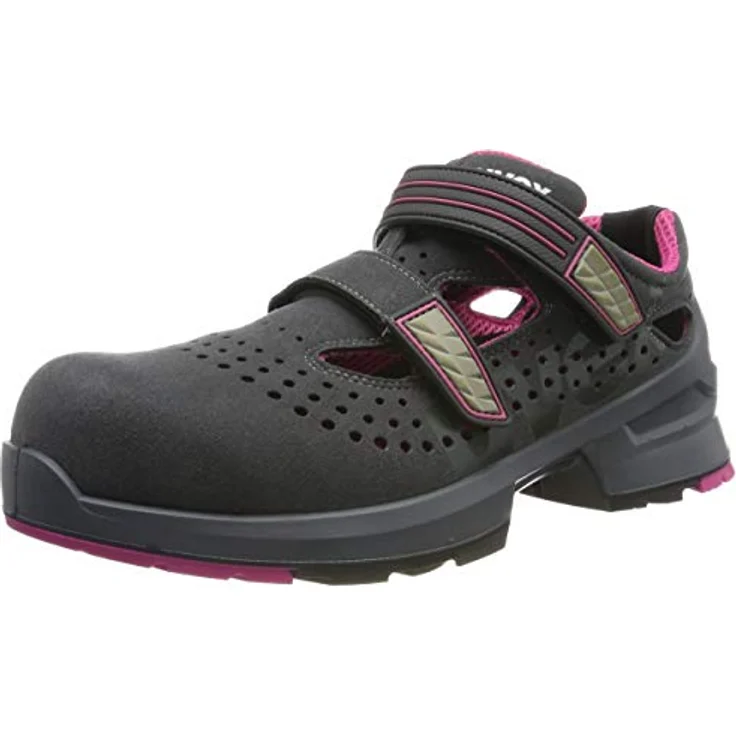 Uvex ladies Sicherheits-Sandale gel. Gr. 39, ESD, S1, doppelter Klettverschluss, grau/pink – Bild 1