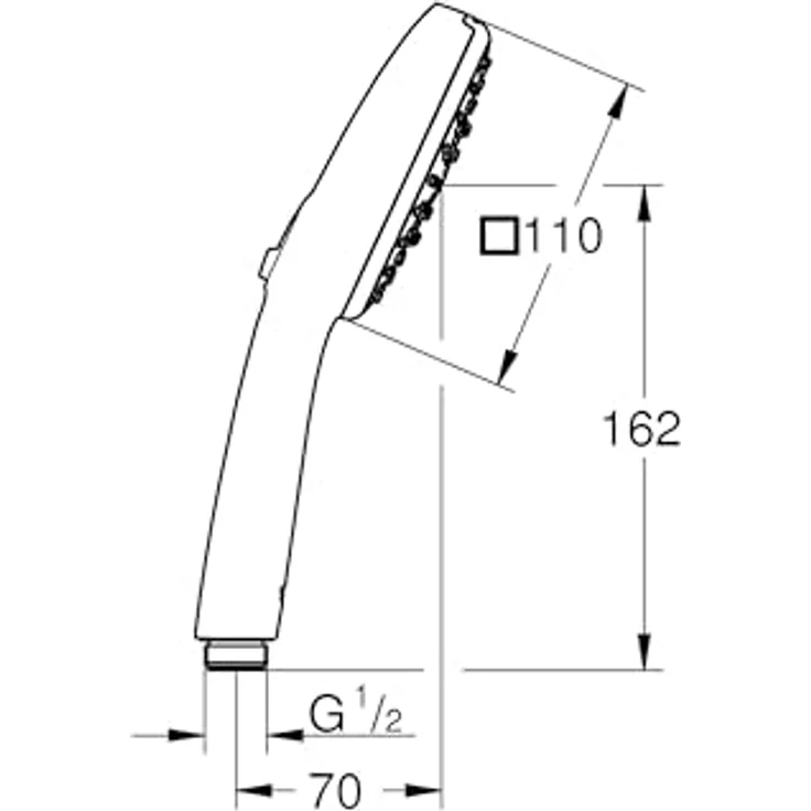 Grohe Handbrause 3 Strahlarten Vitalio Comfort 110 chrom, eckige Form, Rain/Jet/Massage Strahlarten, SpeedClean Silikondüsen – Bild 11
