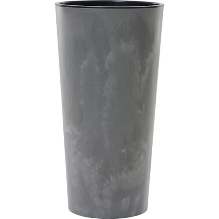 Siena Garden Pflanzgefäße LOCON Stone grau, 25 x 46,5 cm Kunststoffgefäß mit schwarzem Kunststoffeinsatz in Betonoptik