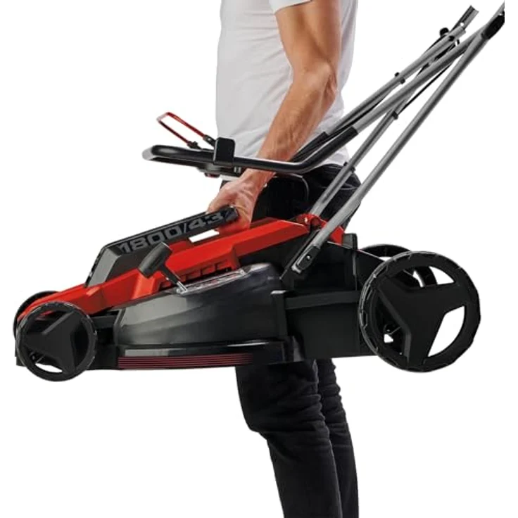 Einhell Elektrorasenmäher GC-EM 1800/43, 43 cm Schnittbreite, 1800 W, robustes Kunststoffgehäuse, ergonomischer Führungsholm, 6-stufige Schnitthöhenverstellung, Grasfangsack 50 Liter, Kabelzugentlastung – Bild 7