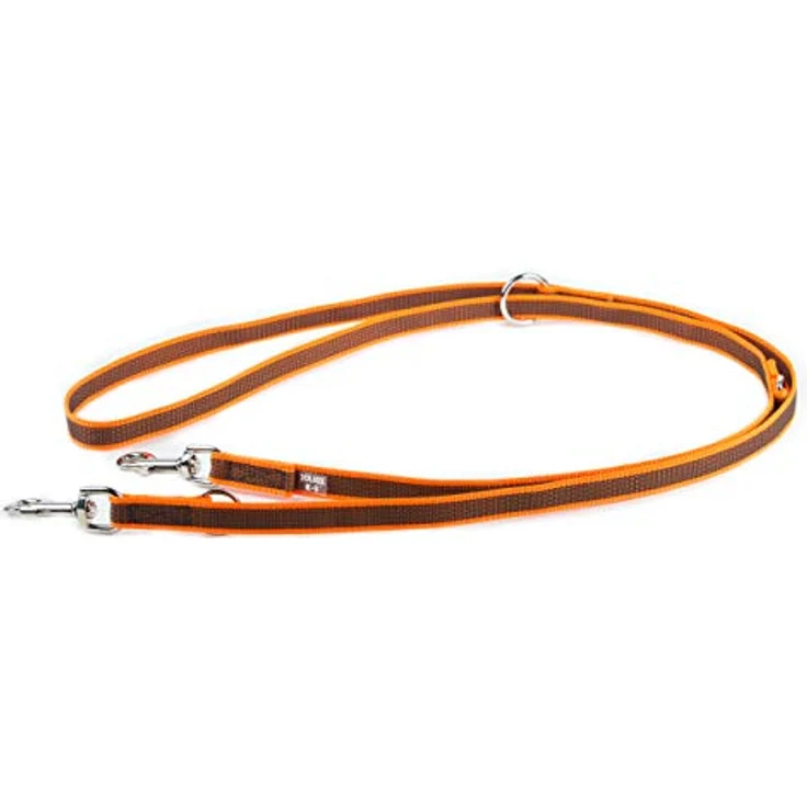 JULIUS K-9 IDC Color & Gray verstellbare Hundeleine mit Doppelkarabiner, 20 mm x 2,2 m, strapazierfähiger Textilstoff in Orange-Grau – Bild 2