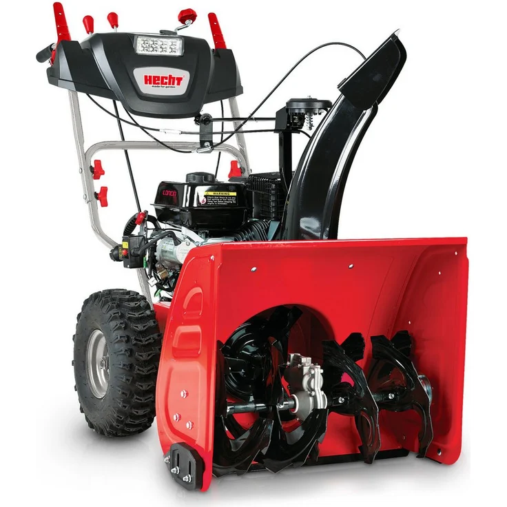 Hecht HECHT 9661 SE, Benzin-Schneefräse mit Elektrostart, 2-stufig, 61 cm Arbeitsbreite, 13 m Wurfweite, 8 Gänge, 190° Auswurfkanal, LED-Arbeitslicht, Radantrieb