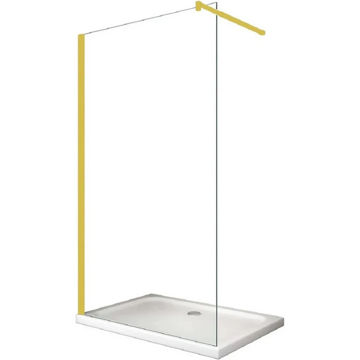 BuyLando.Shop Walk-in-Dusche Glaswerk Westfalen-LiLy 60x200cm, Duschwand klar Gold, 10mm ESG Sicherheitsglas, inkl. Wandprofil und Stabilisator