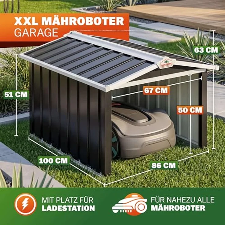 Gardebruk Mähroboter Garage Metall Wetterbeständig Kabelführung 4x Erdanker Carport Rasen Garten 4251776601908 – Bild 4