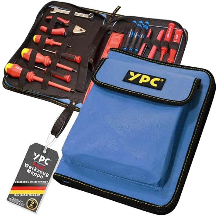 YPC ZipCaddy XL, Werkzeugmappe 31x23x5cm mit 34 Halteschlaufen und wasserfester Außentasche, Khaki – Bild 1