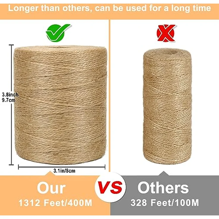Vivifying 400m Jute-Schnur, Braun, 1mm Durchmesser, ideal für Garten und Bastelprojekte – Bild 3