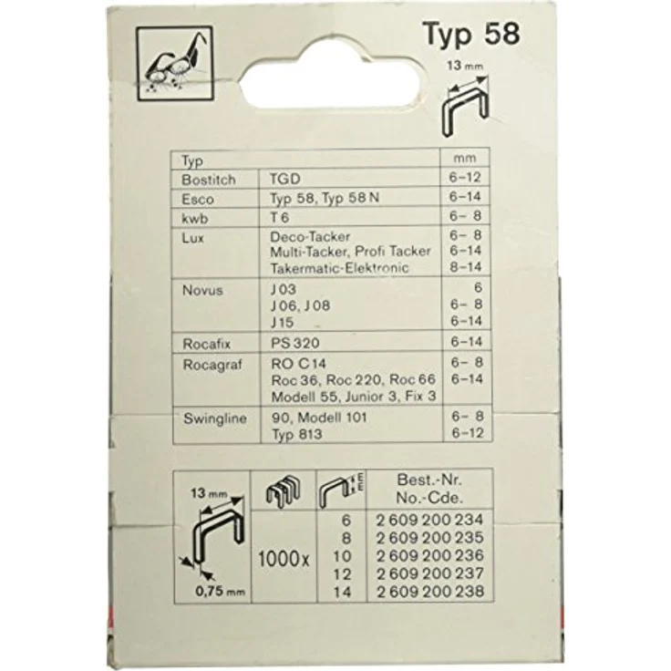Bosch Accessories 2609200237 Feindrahtklammern Typ 58, 1000 Stück, Maße 12mm x 13mm, schmaler Rücken für unauffällige Befestigungen – Bild 3