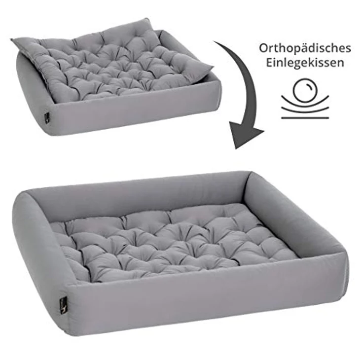 Doctor Bark Pointer | Hundebett mit Hundekissen - orthopädisch, waschbar, bequem (XXL - 100x90 cm, Hellgrau) – Bild 3
