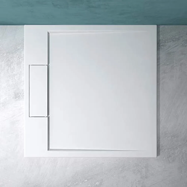 doporro® Duschtasse Duschwanne Geoma04W 90x90x4 flach Mineralgusswanne Rechteck Weiß auch für bodenebene Montage möglich – Bild 4