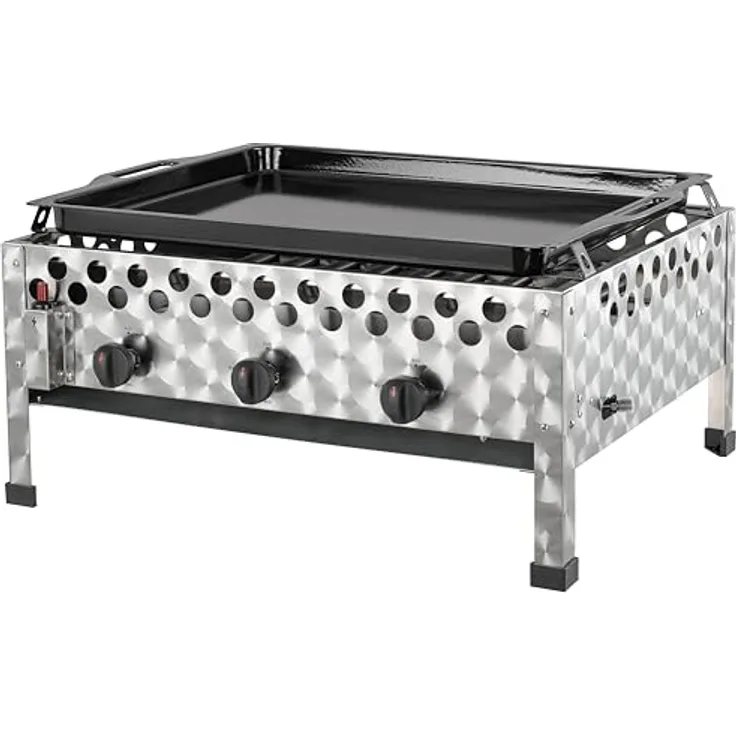 tepro Gasgrill Wurstbräter, Tischgrill mit 3 leistungsstarken Edelstahl-Brennern à 4 kW, Grillfläche 56,5 x 46,5 cm, kompakt für Garten, Balkon und Terrasse