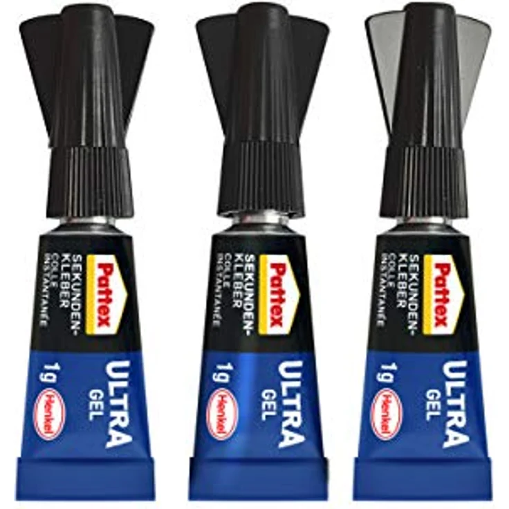 Pattex Sekundenkleber Ultra Gel Mini Trio, extra starker & flexibler Superkleber in 3 Tuben, Sekundenkleber Gel für z. B. Gummi, Leder, Holz, 3 x 1g - Preisvergleich – Bild 3