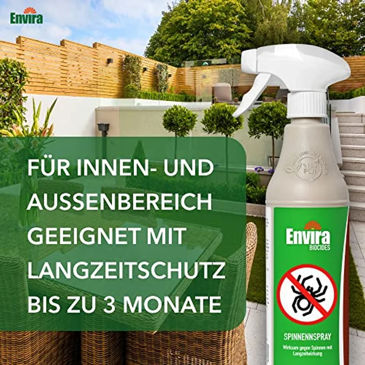 Envira Spinnen-Spray - Spinnenabwehr für Außen und Innen - 2 x 2 Liter + 2L Drucksprüher - Anti Spinnenspray mit Langzeitwirkung - Spinnen vertreiben im Haus & im Garten - Geruchlos & Auf Wasserbasis – Bild 3